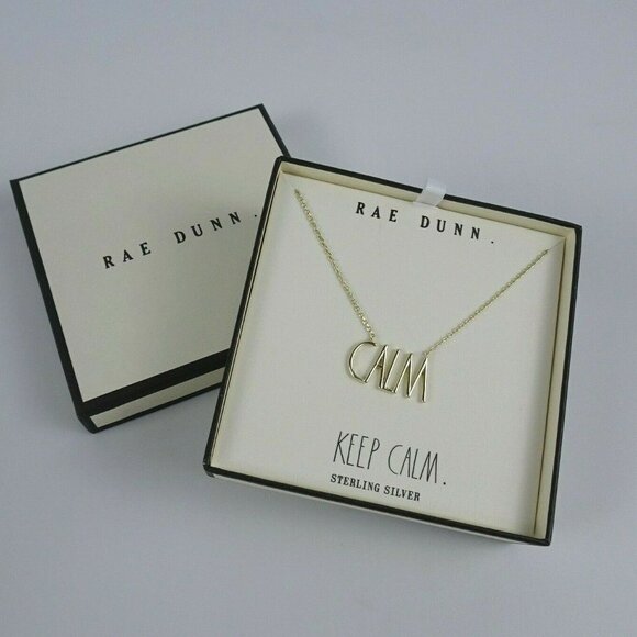 New Rae Dunn "CALM" Necklace 14K Gold Plated - Picture 1 of 7